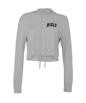Bigly Gray Cropped Fleece Hoodie (Women's)