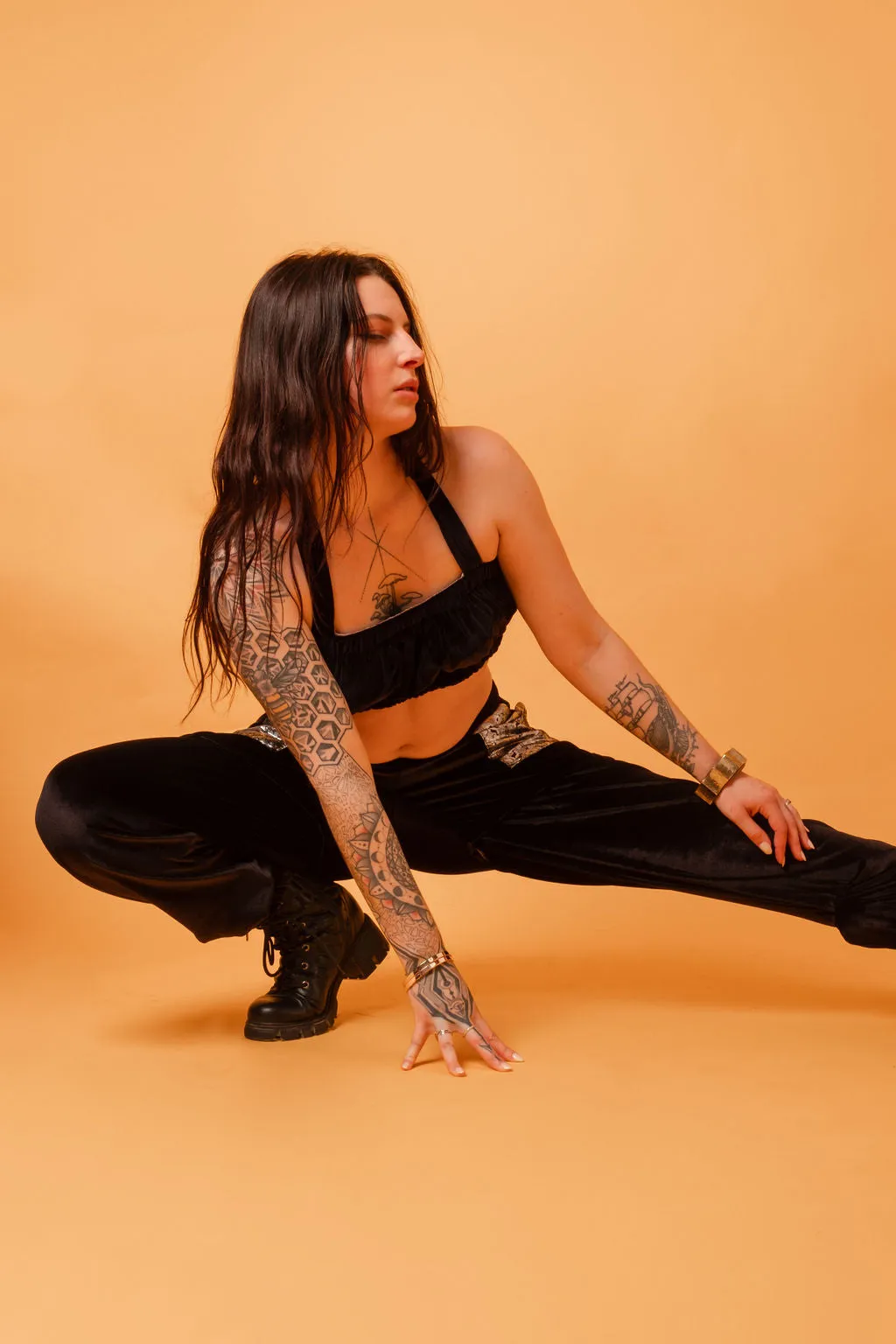 Black Convertible Velvet Jogger Pants