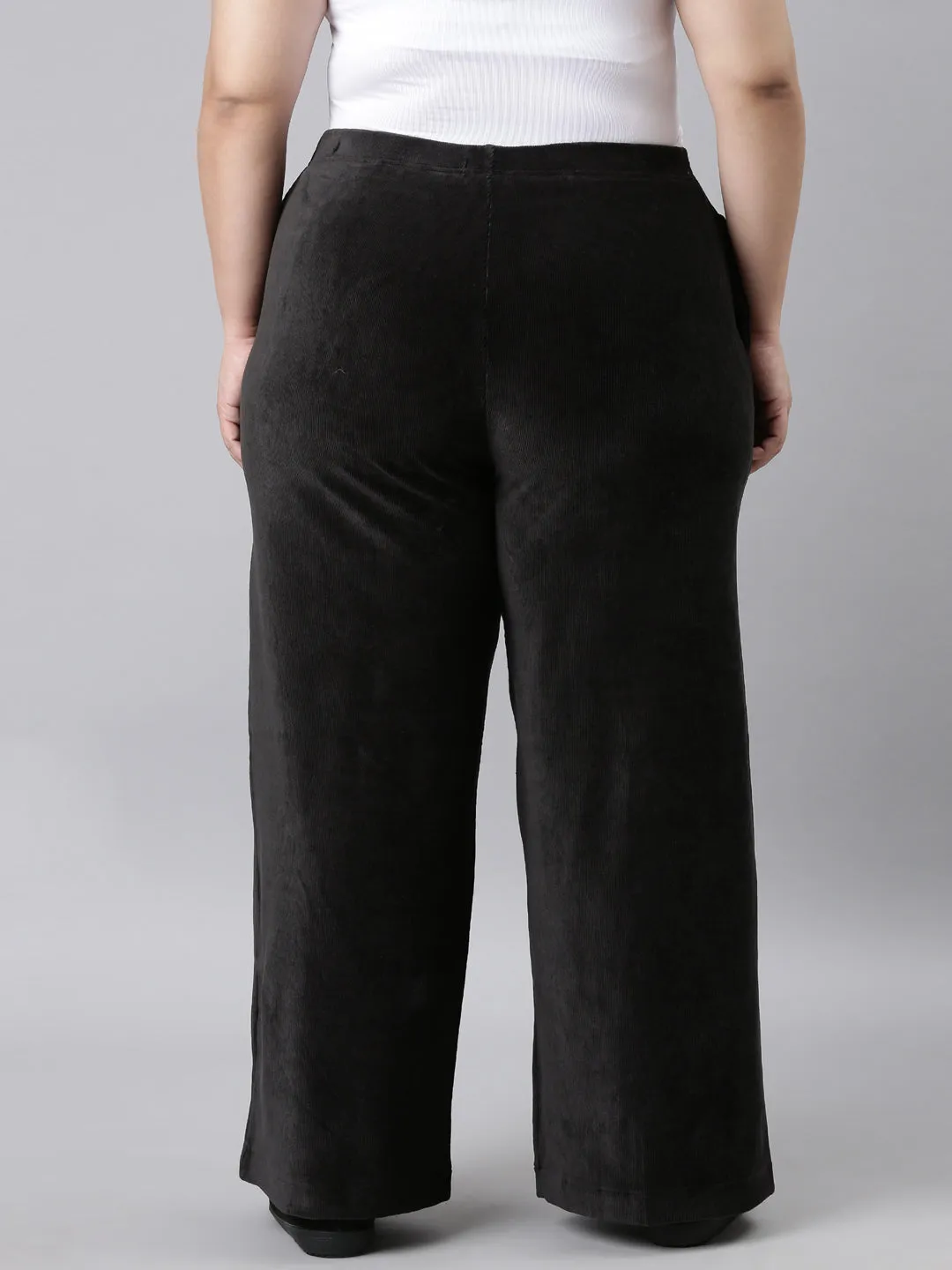 Black Corduroy Wide Pants