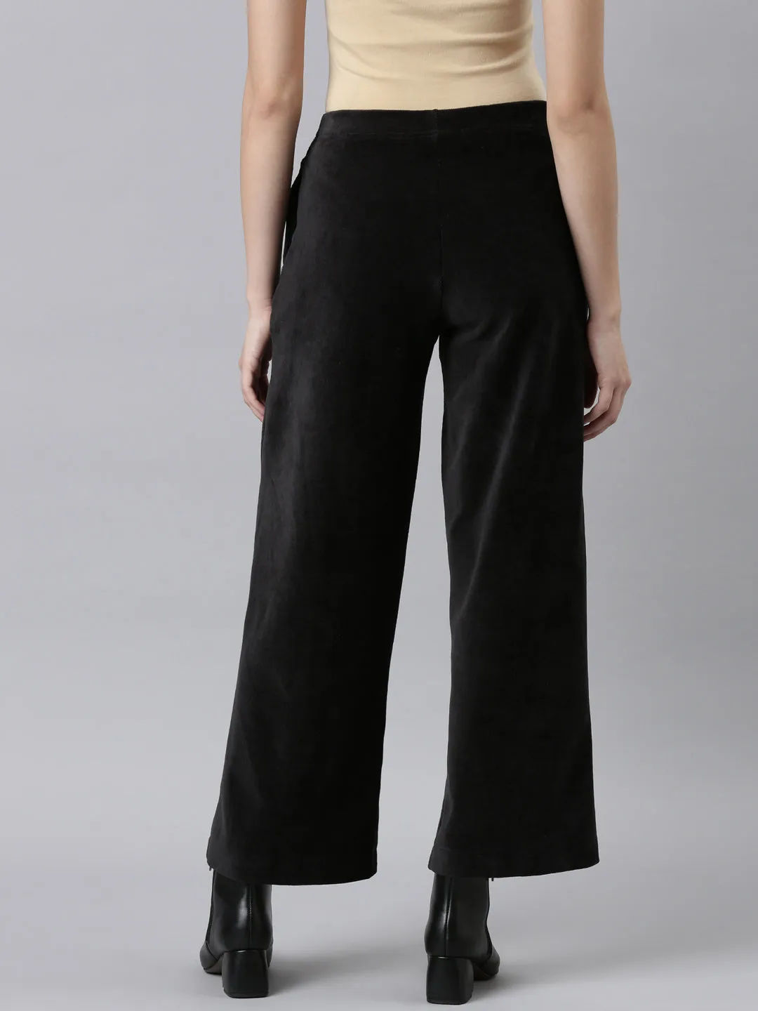 Black Corduroy Wide Pants