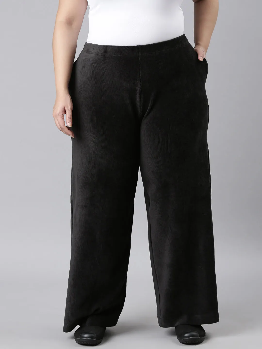 Black Corduroy Wide Pants