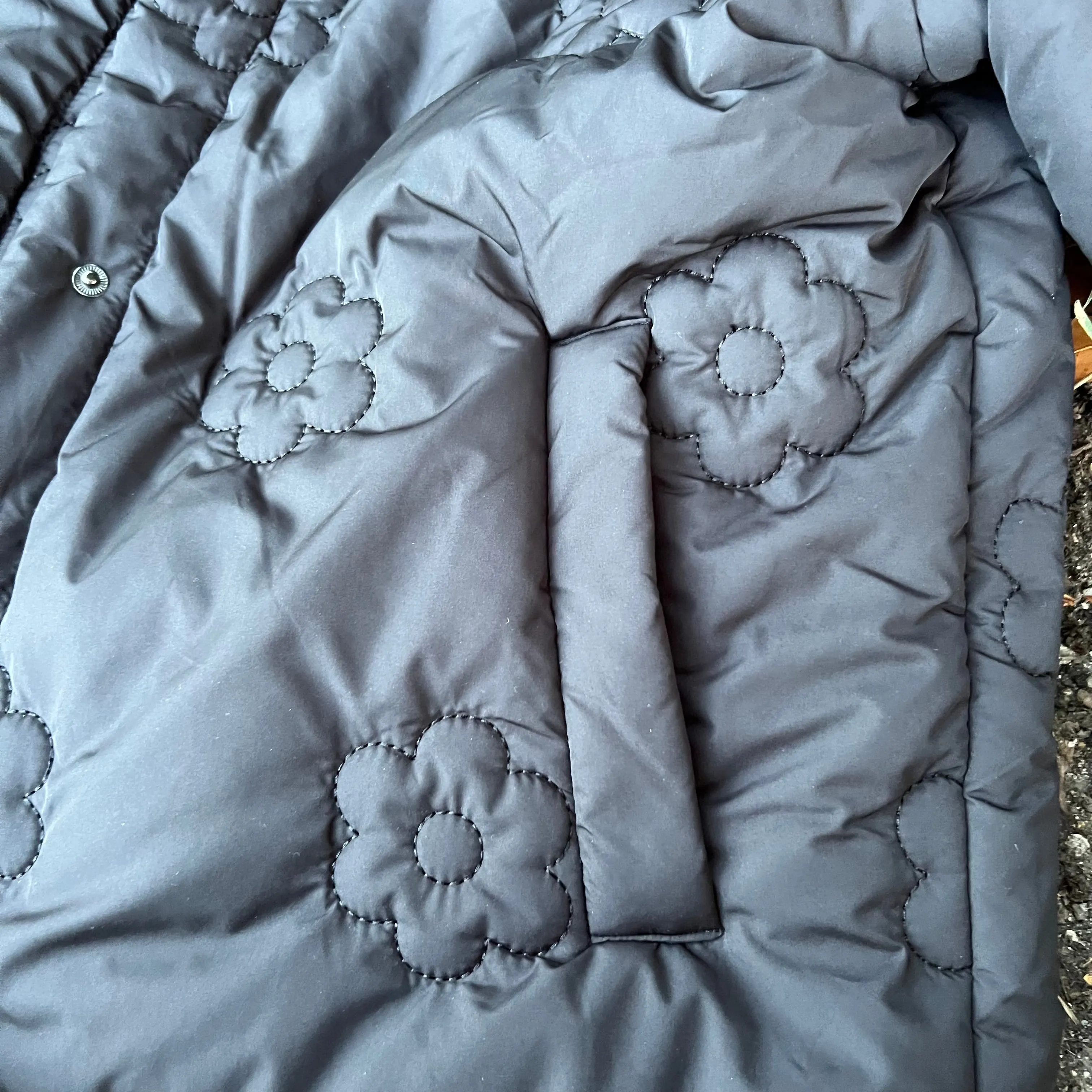 Black Daisy Puffer Jackets