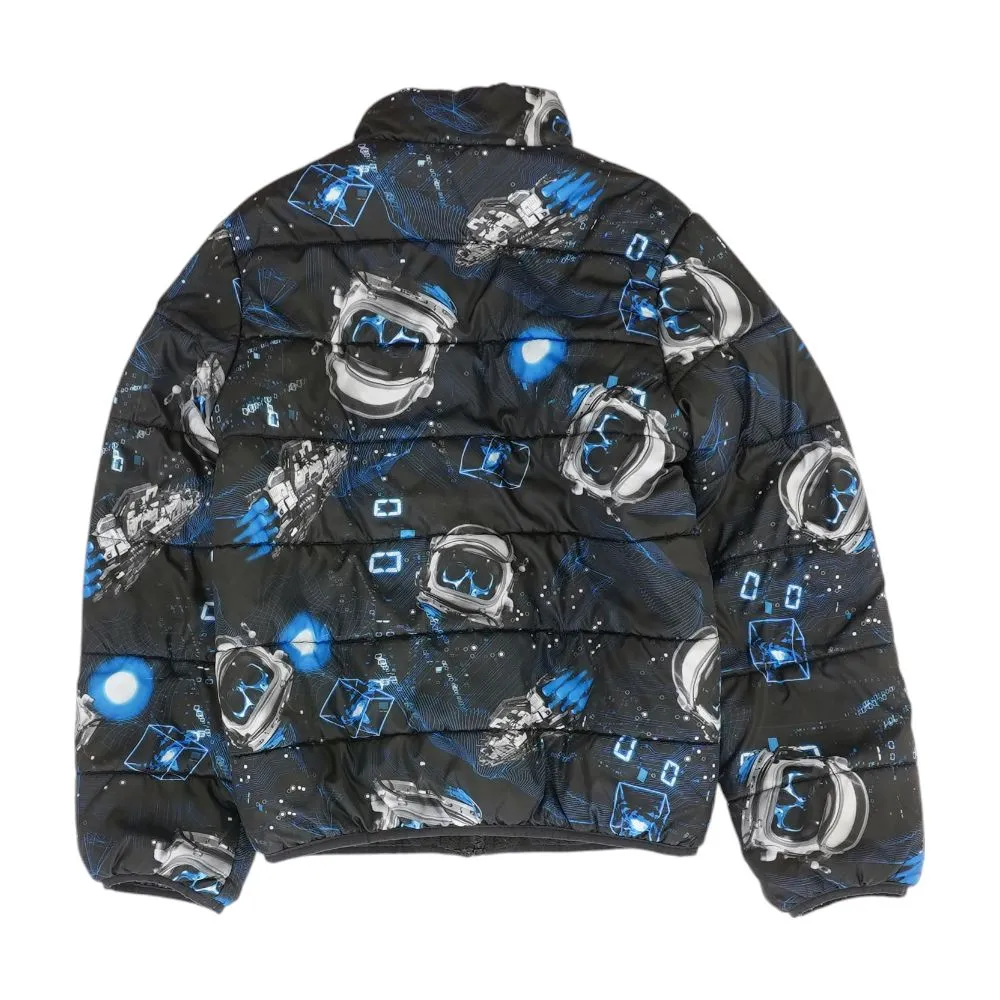 Black Graphic Puffer Coat
