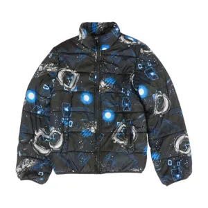 Black Graphic Puffer Coat