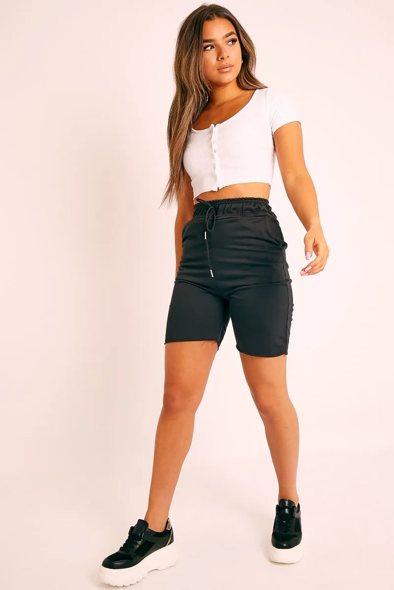 Black Longline Jogger Shorts - Flonnie