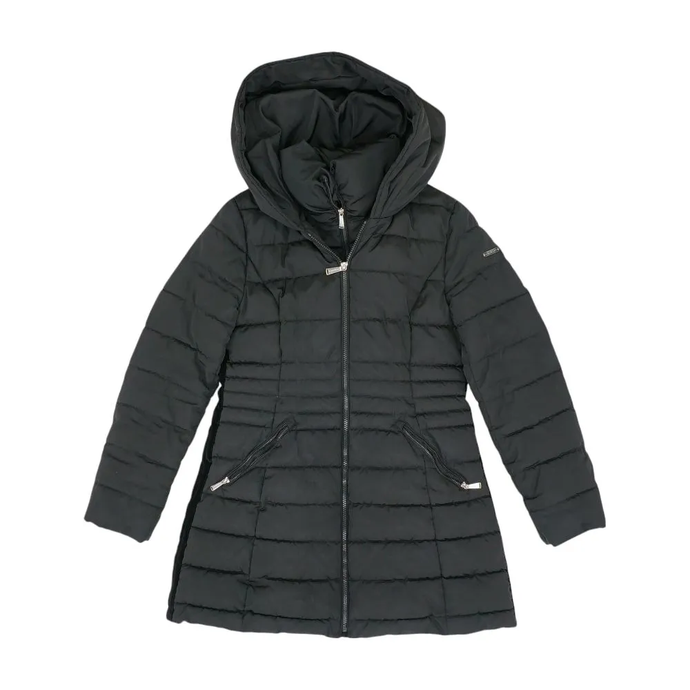 Black Solid Puffer Coat