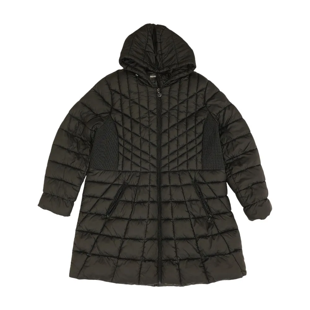 Black Solid Puffer Coat