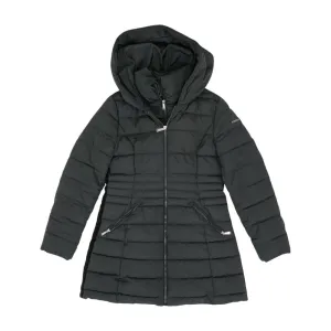 Black Solid Puffer Coat