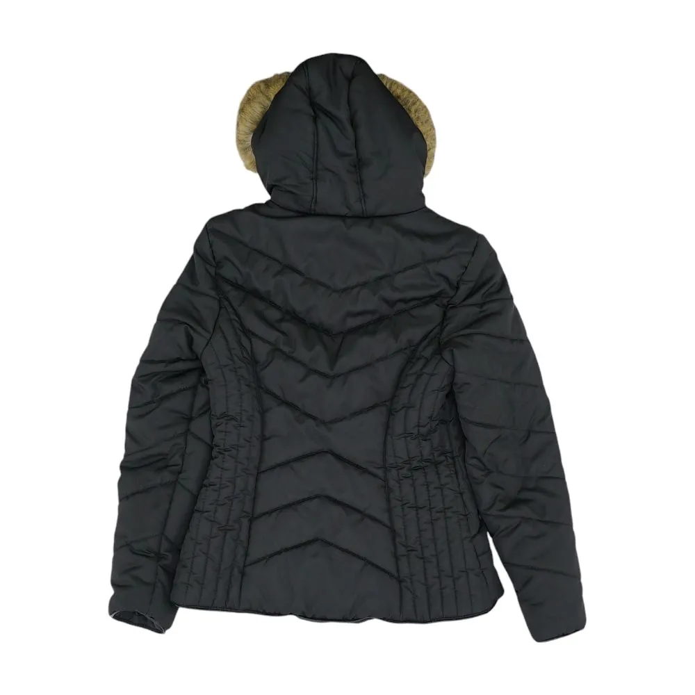 Black Solid Puffer Jacket