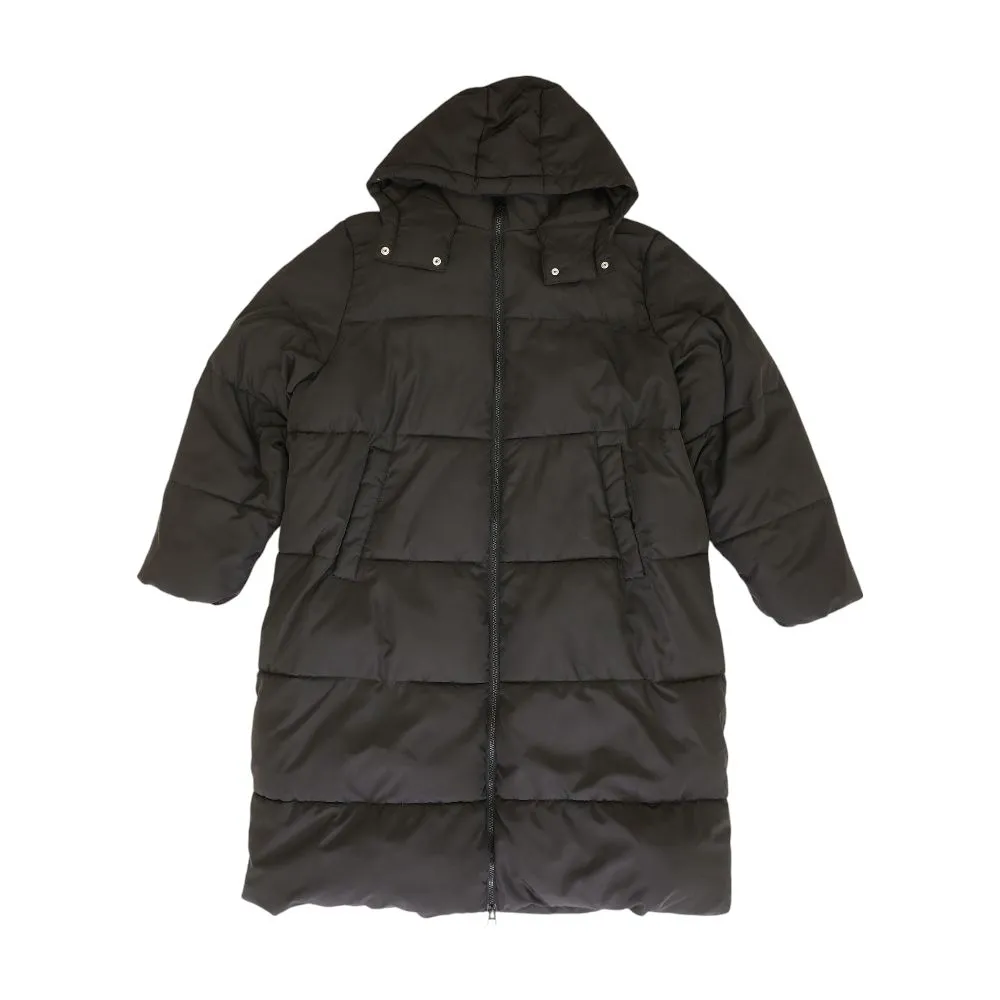 Black Solid Puffer Jacket