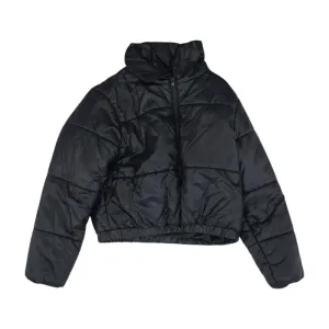 Black Solid Puffer Jacket