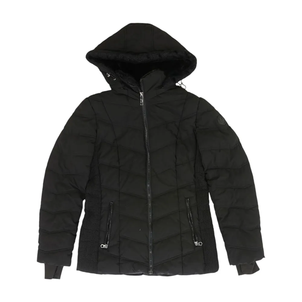 Black Solid Puffer Jacket