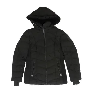 Black Solid Puffer Jacket