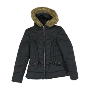 Black Solid Puffer Jacket
