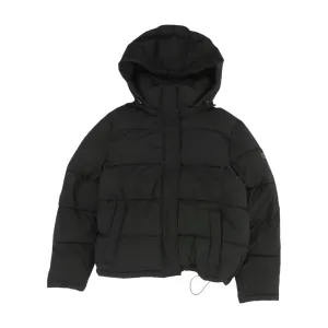 Black Solid Puffer Jacket