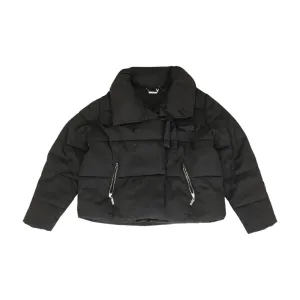 Black Solid Puffer Jacket