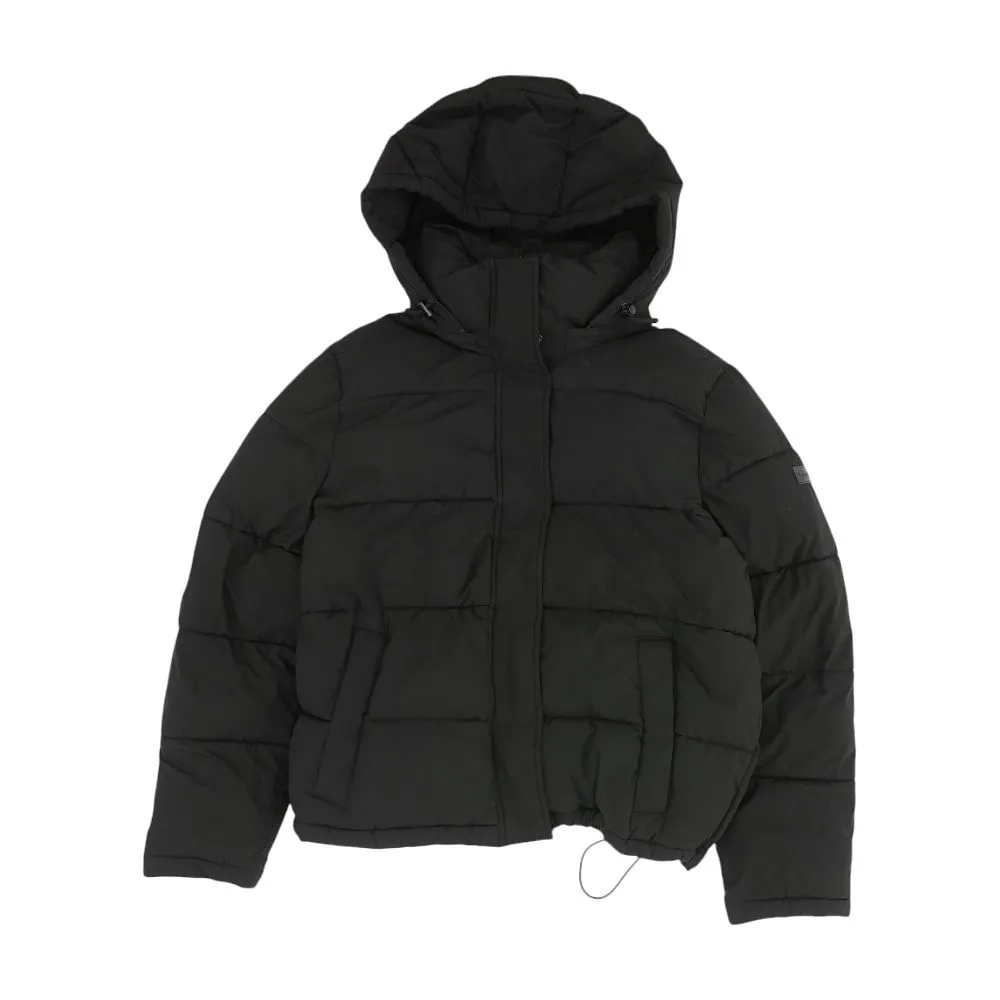 Black Solid Puffer Jacket