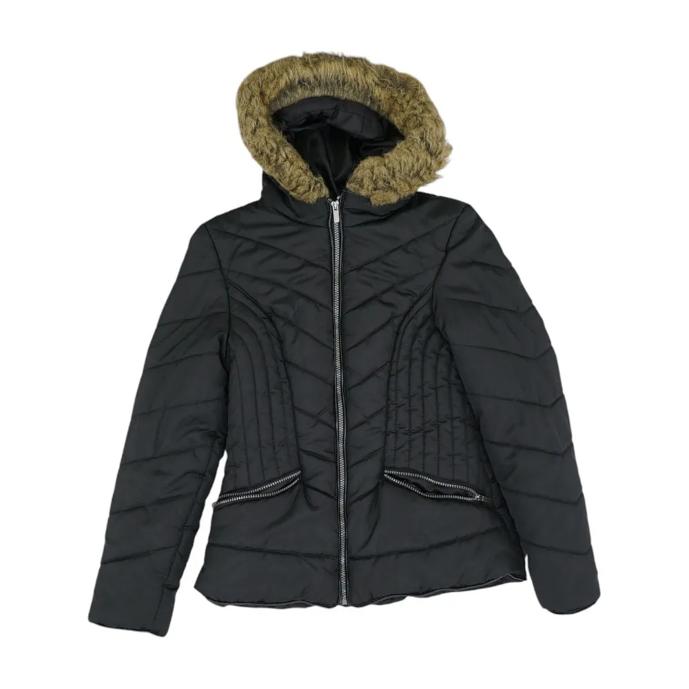 Black Solid Puffer Jacket