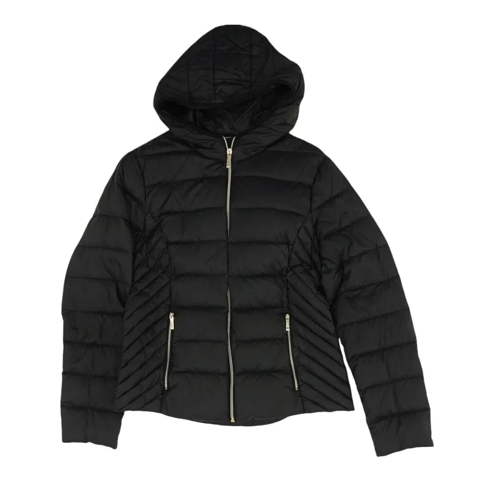 Black Solid Puffer Jacket