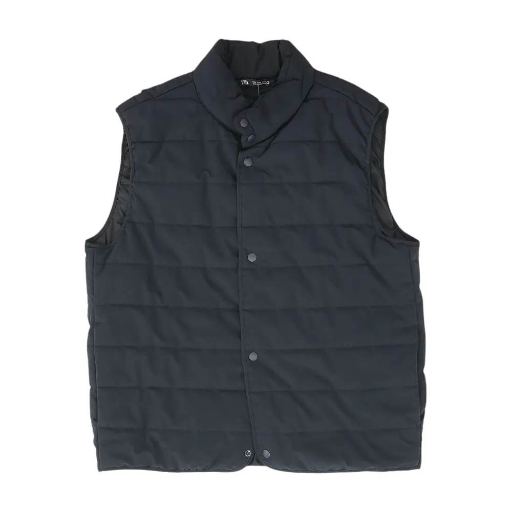Black Solid Puffer Vest