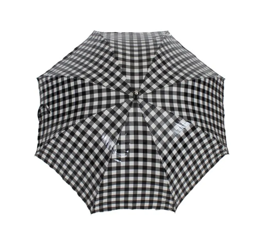 Black White Check Print Umbrella