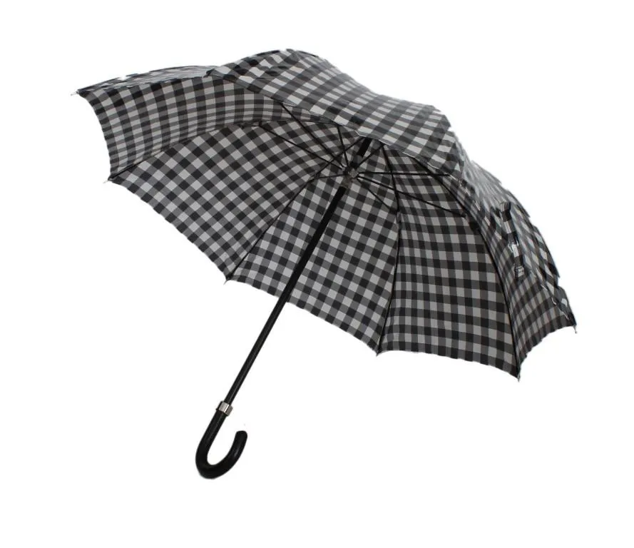 Black White Check Print Umbrella