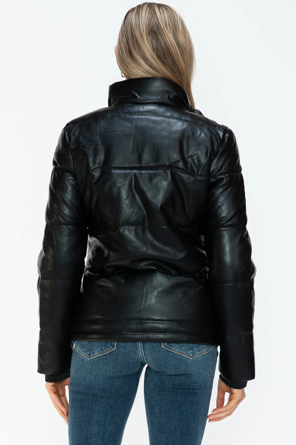 Black Zip Up Turtleneck Puffer Jacket