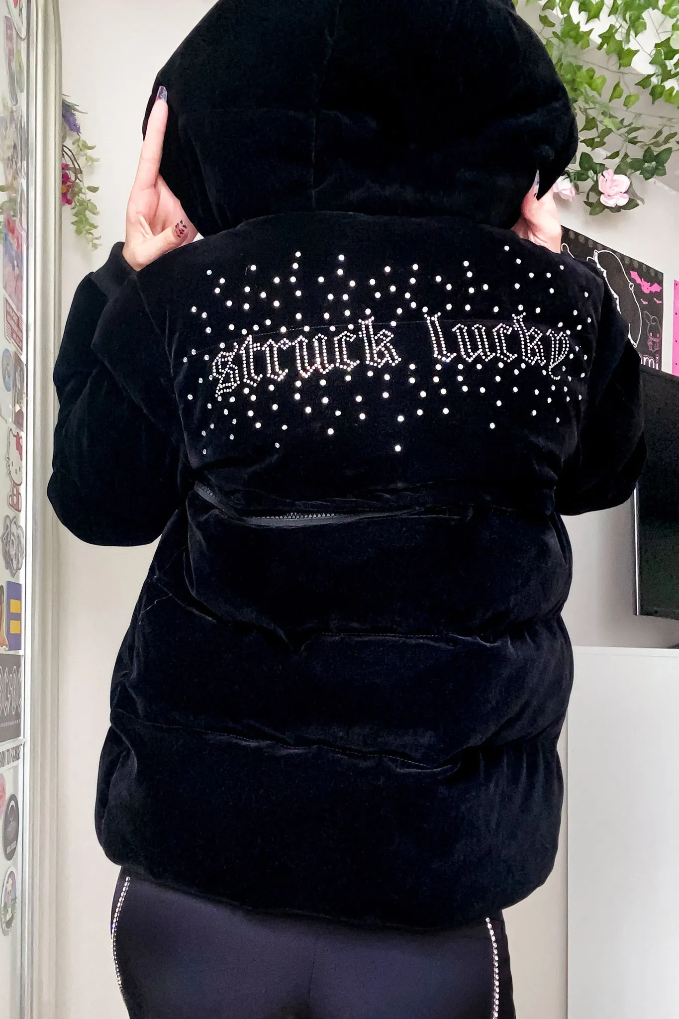 Bling Me Velvet Convertible Puffer Jacket