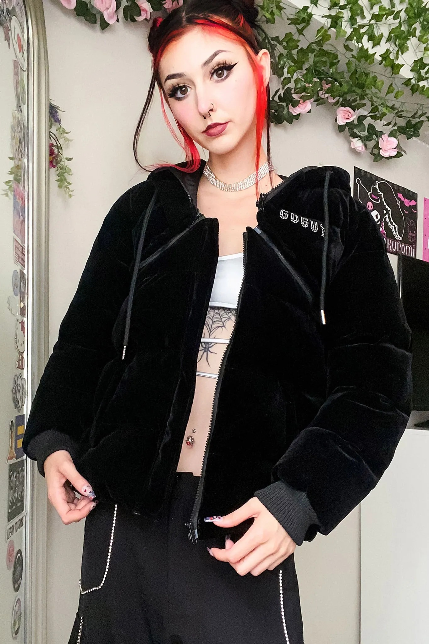 Bling Me Velvet Convertible Puffer Jacket