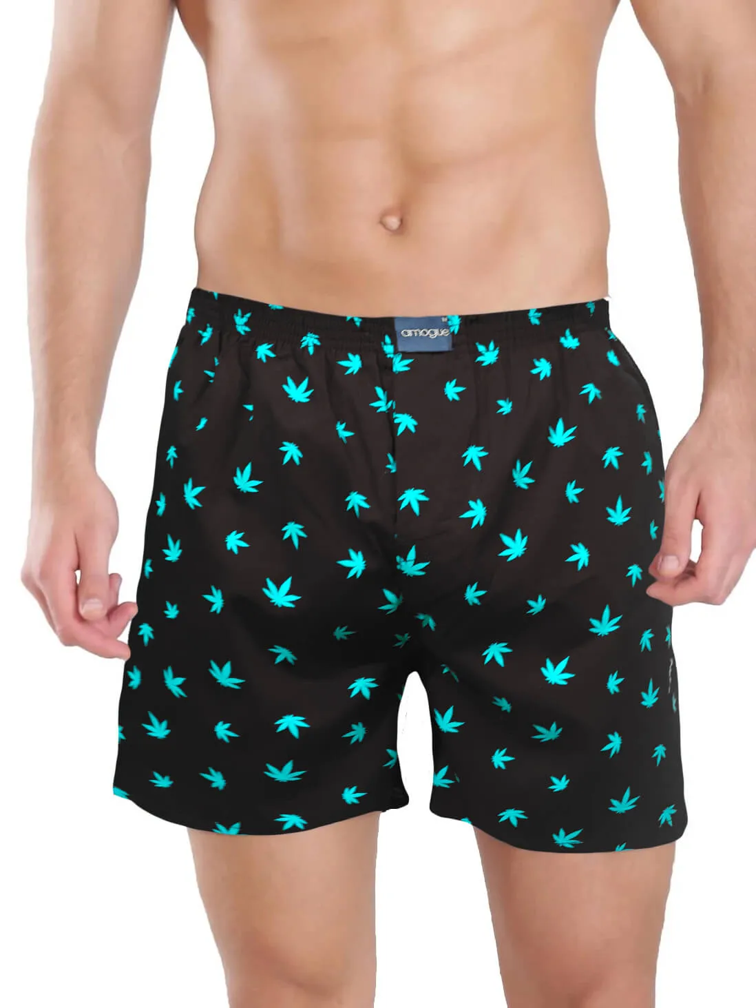 Blue Abstract & Black Weed Printed 2 Funky Boxers Combo