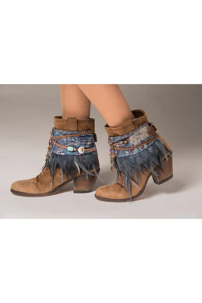 Blue Feather Boot Cuffs