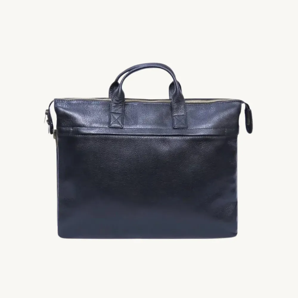 Blue Multi-Compartment Leather Briefcase