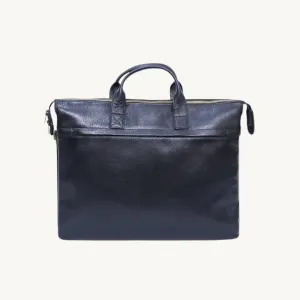 Blue Multi-Compartment Leather Briefcase