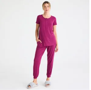 Bordeaux Women's S/S Jogger Nursing PJ Set