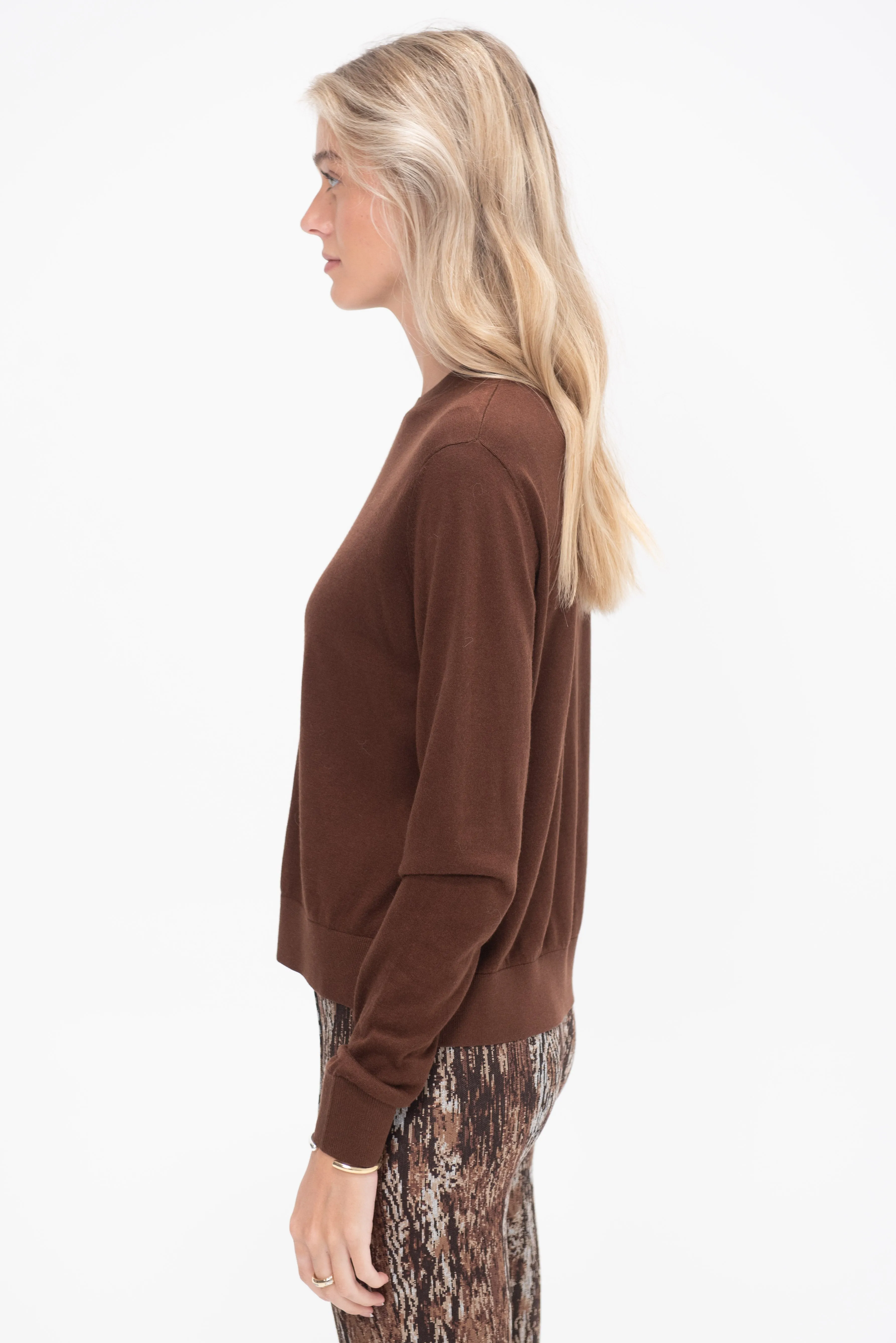 Boxy Crewneck Sweater, Espresso