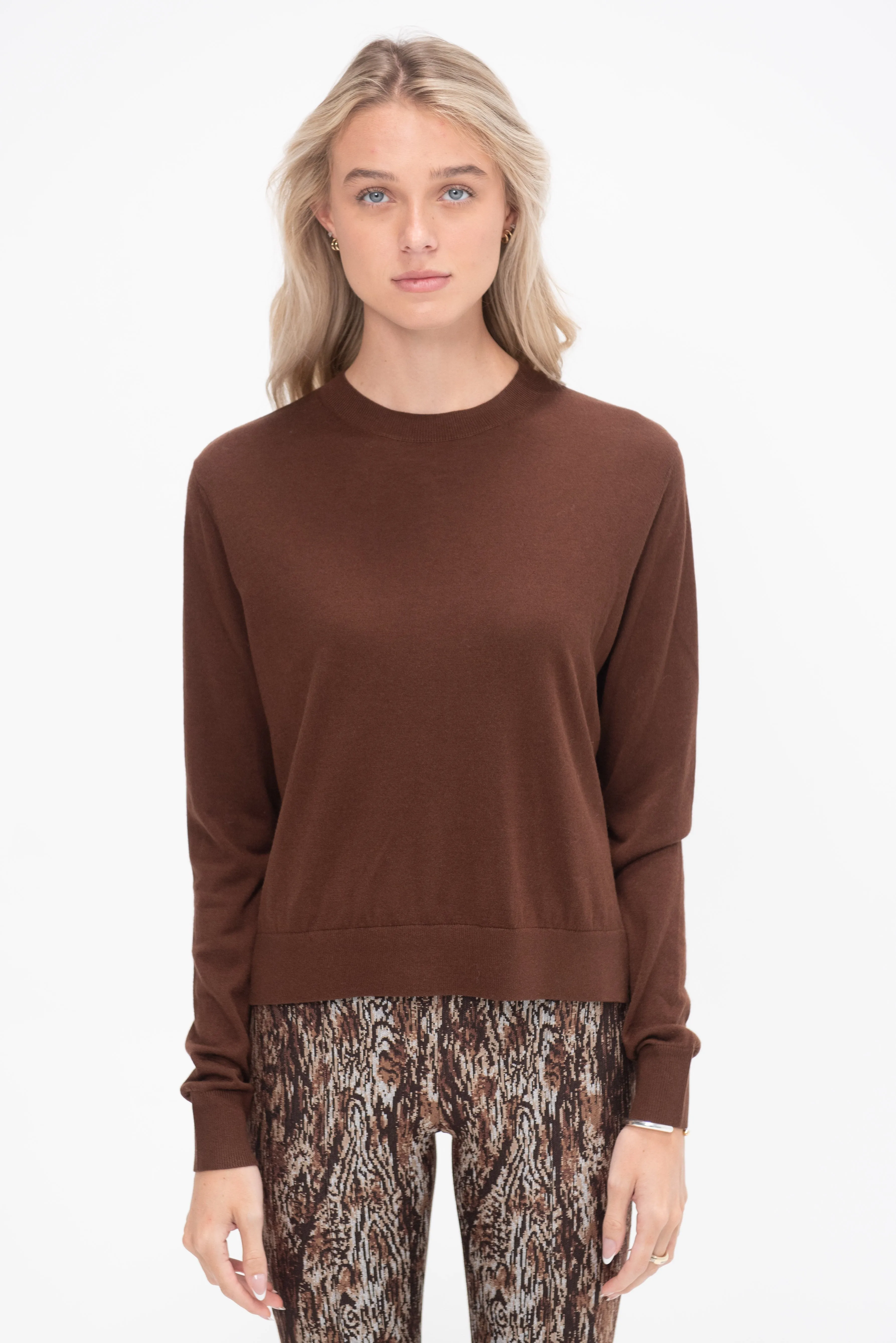 Boxy Crewneck Sweater, Espresso