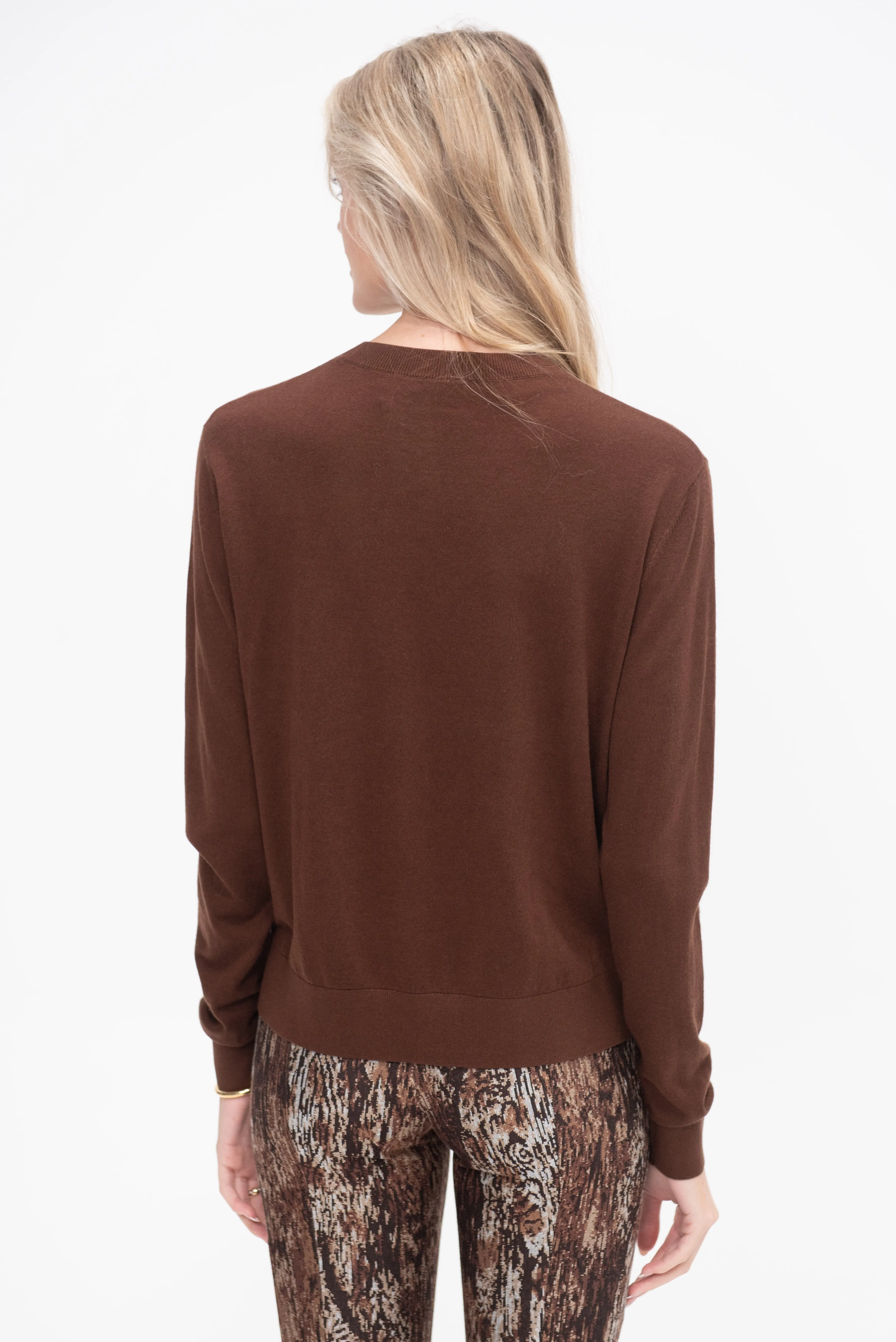 Boxy Crewneck Sweater, Espresso