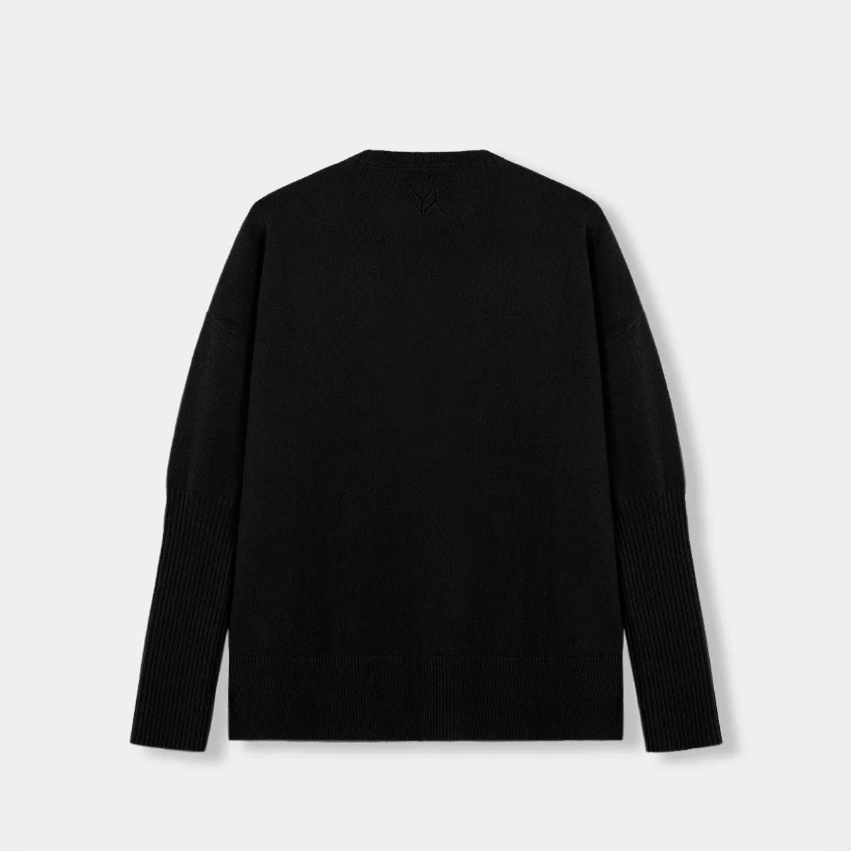 Boxy sweater Cashmere Black with YY logo