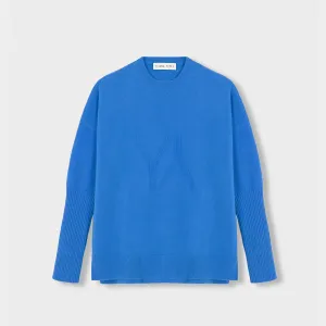 Boxy sweater Cashmere blue with YY logo