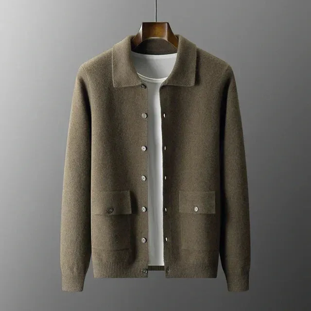 Braywell | Mens Wool or Cashmere Button Down Cardigan with Pockets – Smart British Knitwear in Merino, Lambswool or Cotton Blend