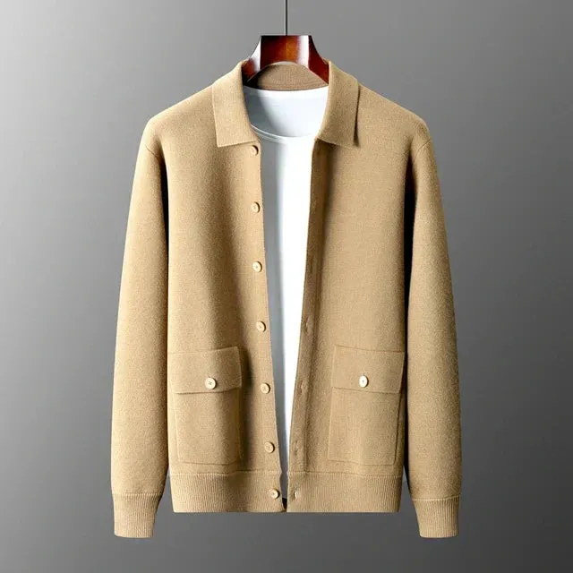 Braywell | Mens Wool or Cashmere Button Down Cardigan with Pockets – Smart British Knitwear in Merino, Lambswool or Cotton Blend