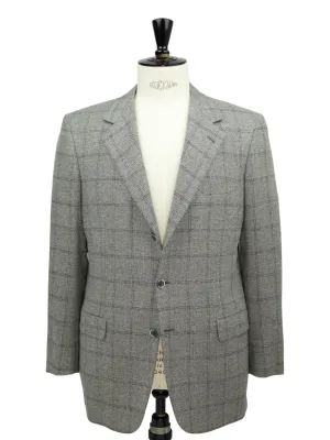 Brioni Grey Wool & Cashmere Windowpane Palatino Jacket