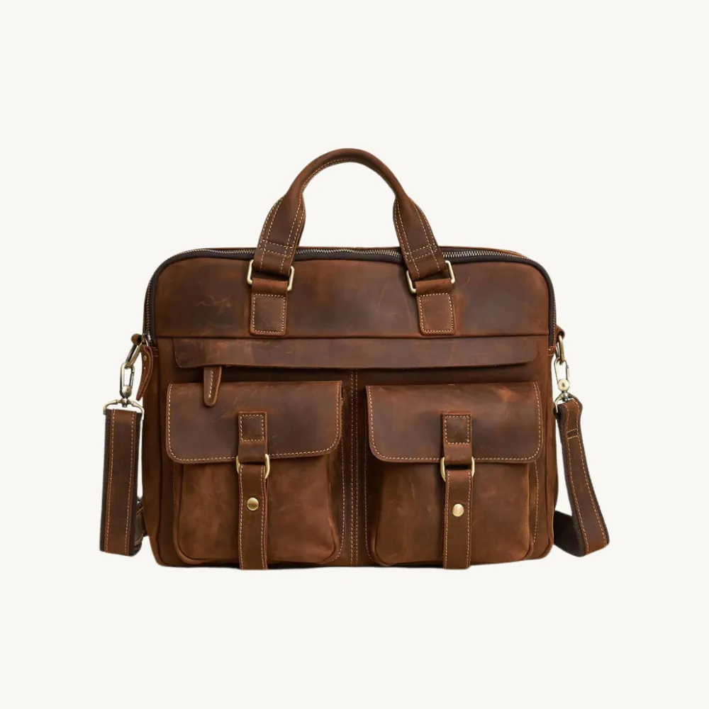 ﻿Brown Posh Leather Briefcase