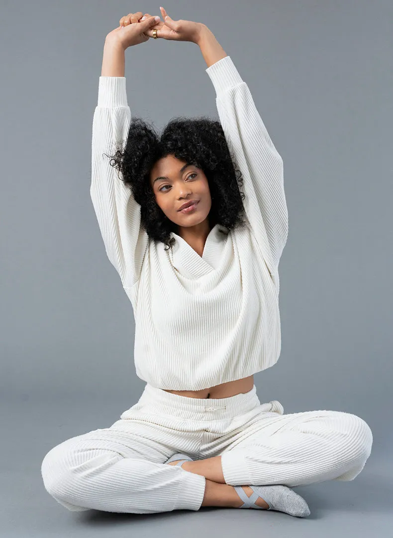 Brushed Rib Pleat Sleeve Hoodie