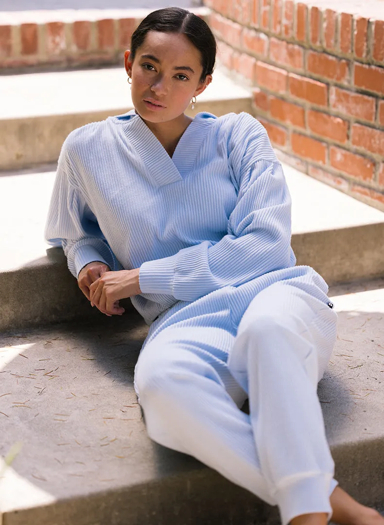 Brushed Rib Pleat Sleeve Hoodie