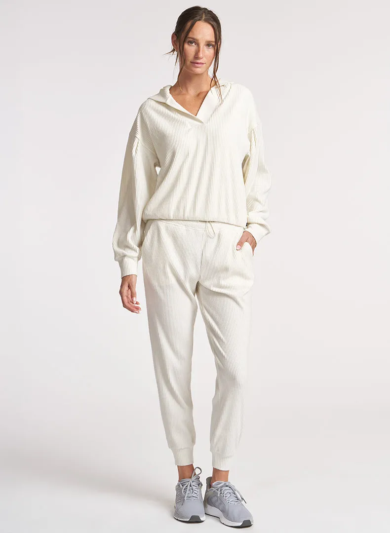 Brushed Rib Pleat Sleeve Hoodie