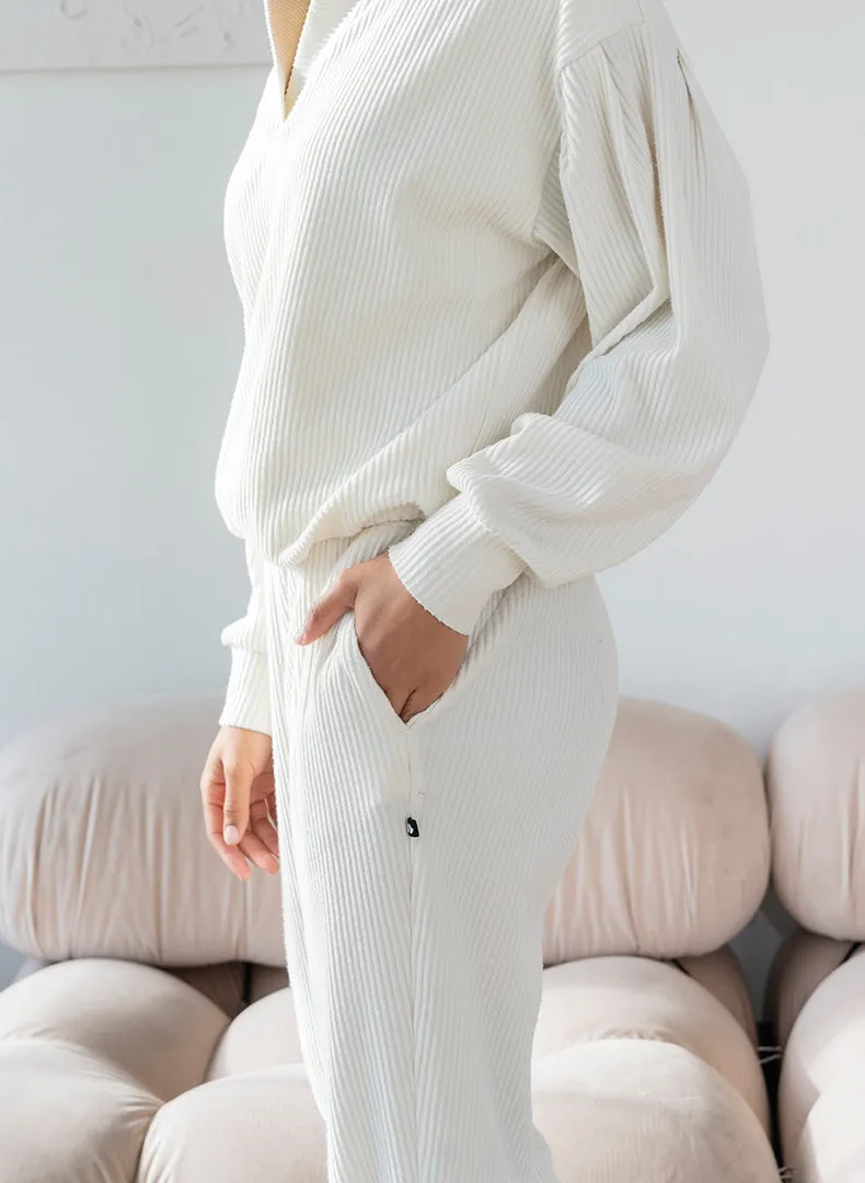 Brushed Rib Pleat Sleeve Hoodie