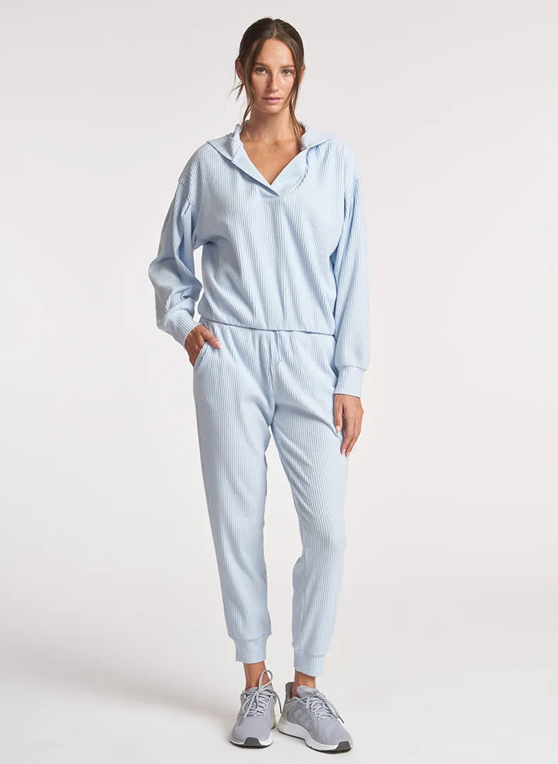 Brushed Rib Pleat Sleeve Hoodie
