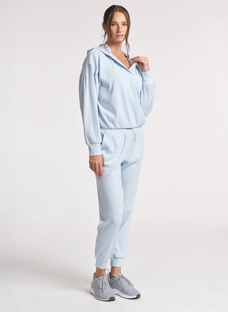 Brushed Rib Pleat Sleeve Hoodie