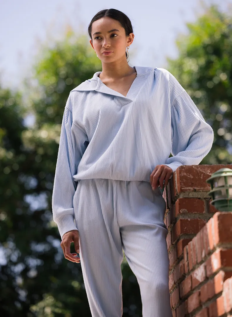 Brushed Rib Pleat Sleeve Hoodie